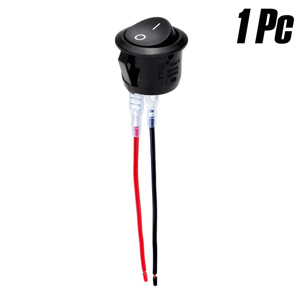 SPST Round Rocker Switch 20mm 12V DC 2-Pin ON/OFF Toggle