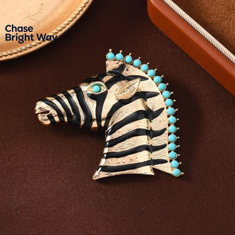 Vintage Metal Zebra Brooch – Unisex Animal Lapel Pin
