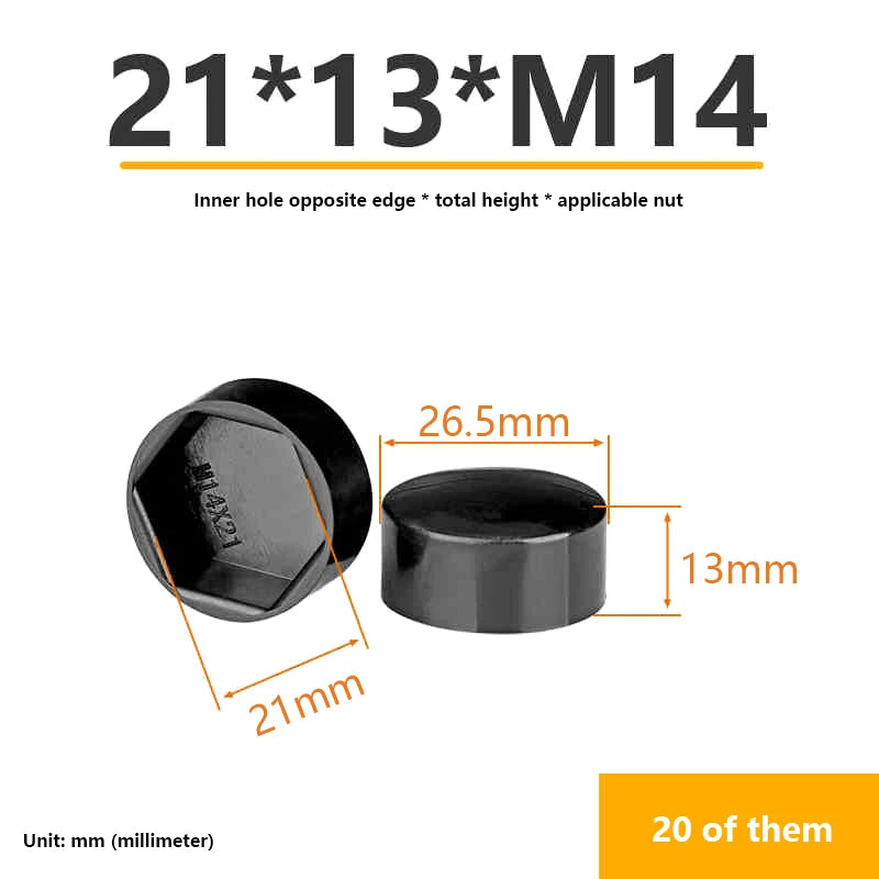 Hexagonal Nut Plastic Protective Caps 20-Pack | Screw Covers