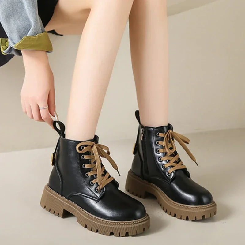 LEDP Women's British Style Ankle Boots – Platform Moto