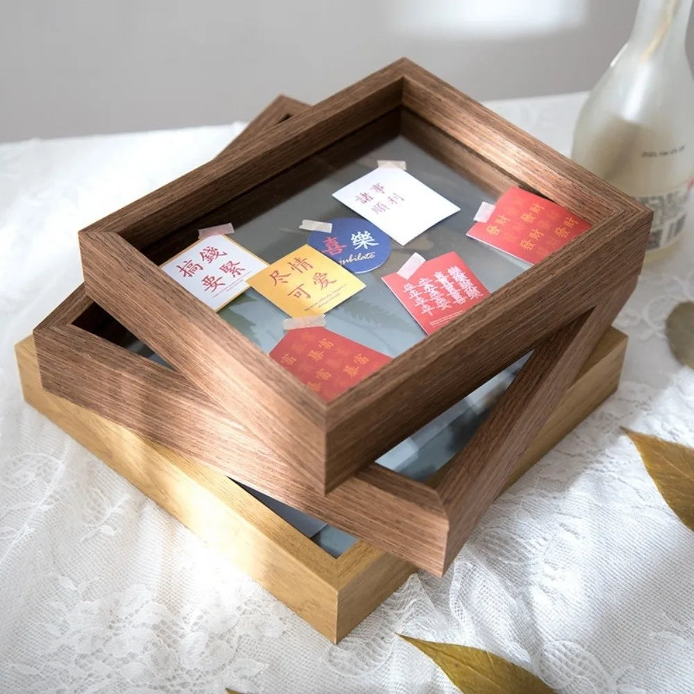 Double-Sided Glass Pressed Flower Frame | 6in 8in 10in Wood Black