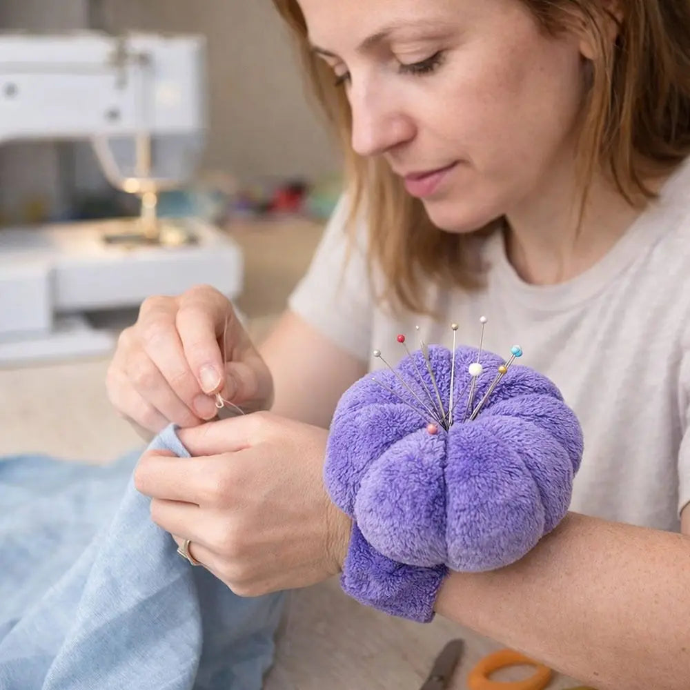 Pumpkin Wrist Pin Cushion – Violet Velvet Sewing Needle Holder