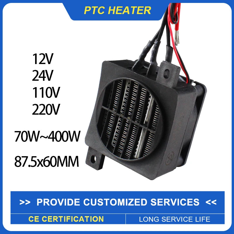 PTC Ceramic Fan Heater 12V–220V 70W–400W | Constant Temp Element