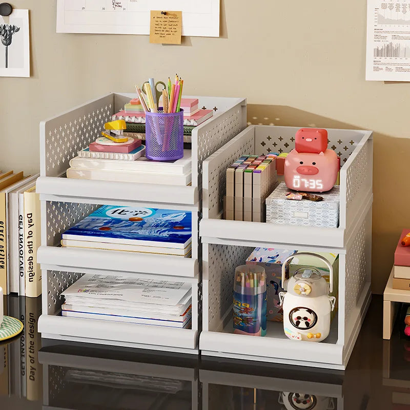 Stackable Pull-Out Drawer Storage Bins Organizer | 1-2 Layer
