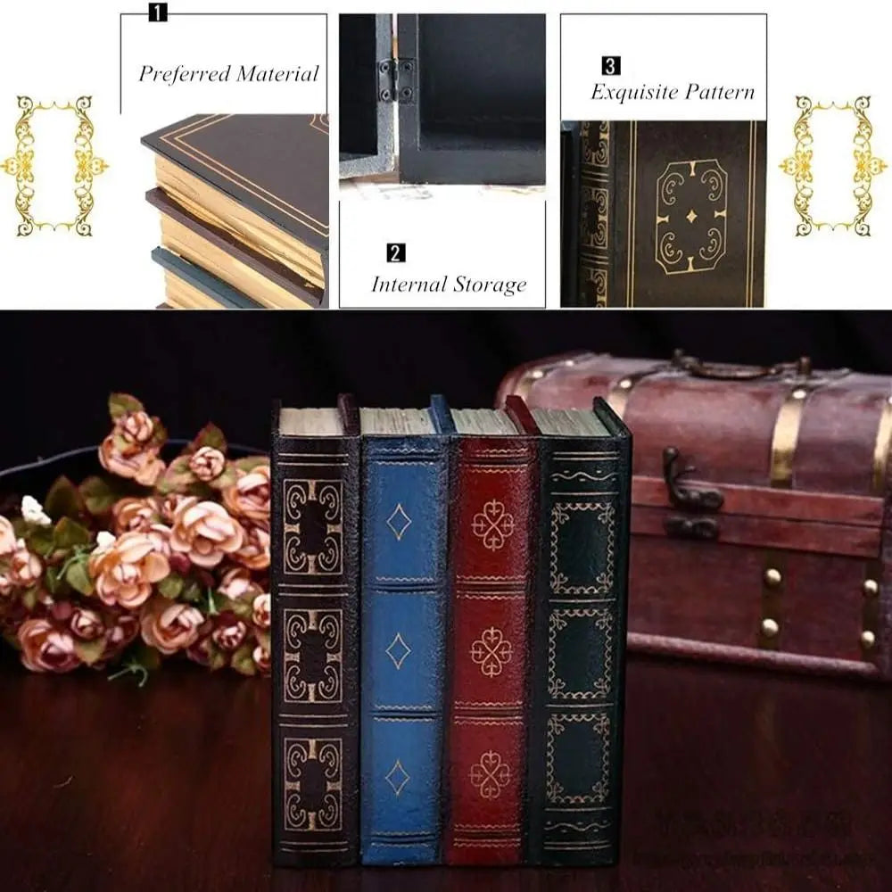 Wood Book-Shaped Hidden Storage Box – Secret Safe for Keys & More