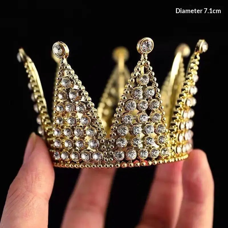Pearl Crown Cake Topper – Gold Princess Tiara Hair Ornament