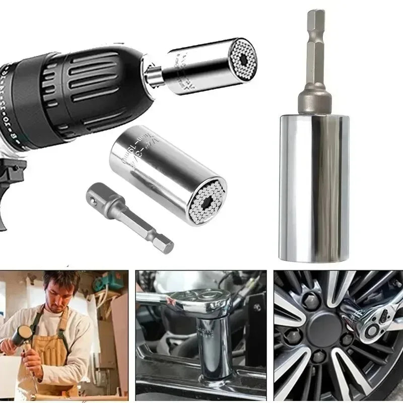 Universal Ratchet Socket Wrench Set 7mm–19mm | 2-Piece