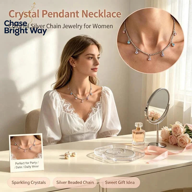 Rhinestone Pendant Choker Necklace – Y2K Adjustable Women's