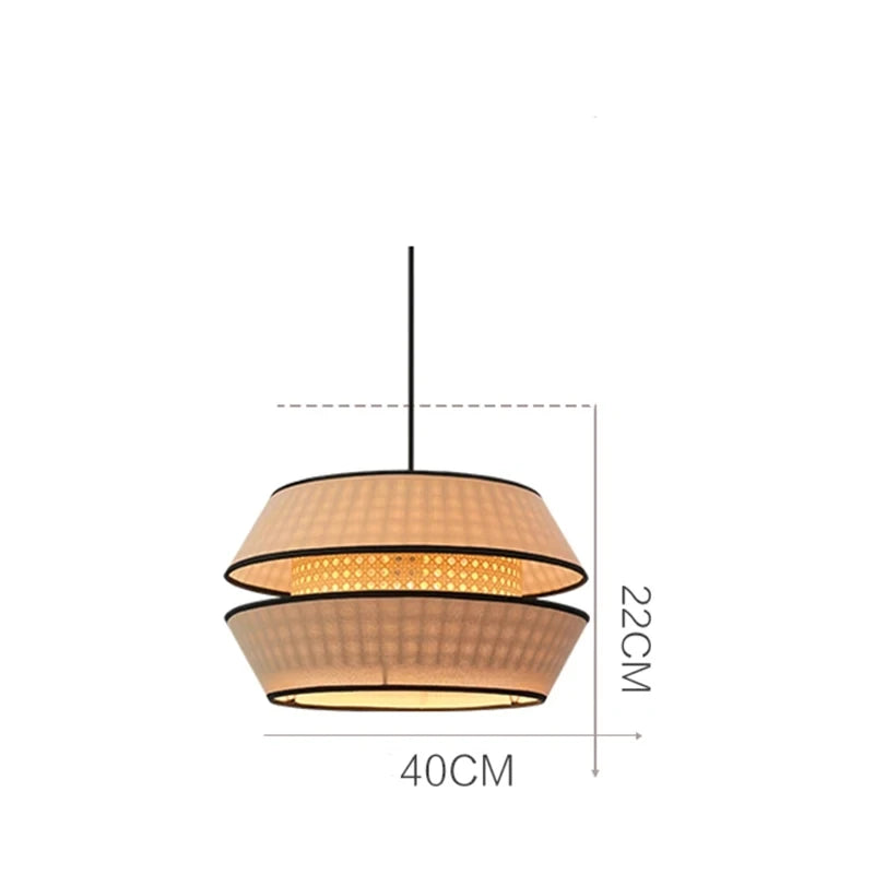 Wabi Sabi Rattan Bamboo Pendant Light – E27 Hanging Ceiling Lamp