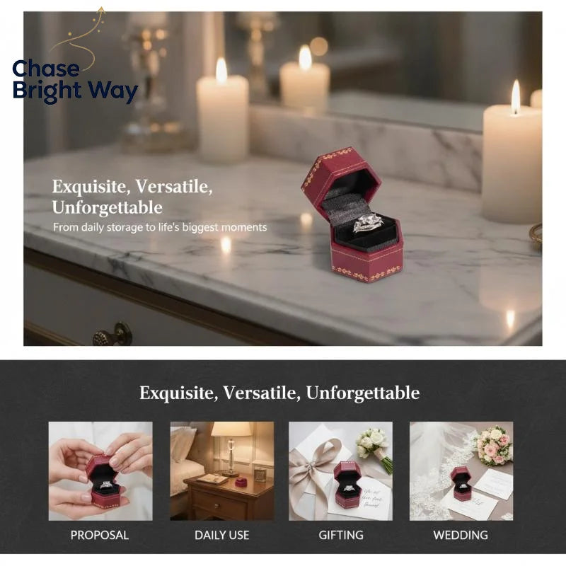 Vintage Hexagonal Mini Ring Box – Printed Jewelry Gift Box
