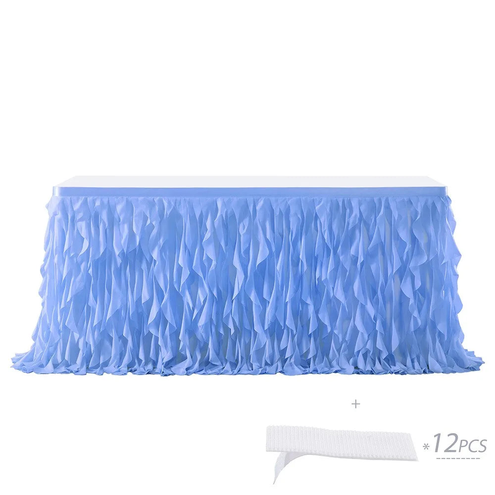 Multicolor Tulle Ruffle Table Skirt 183cm – Wedding & Party Décor