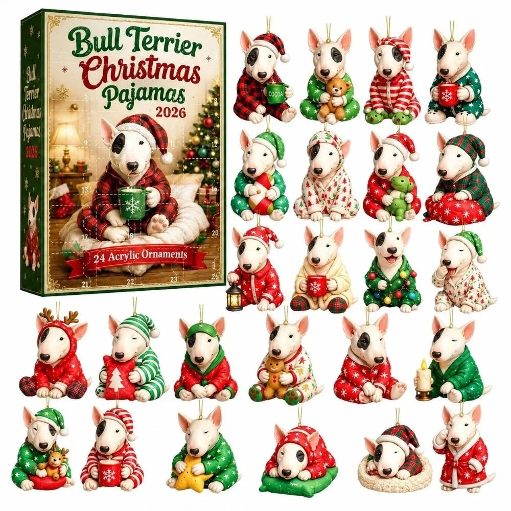 24-Piece Pug Advent Calendar – Acrylic Christmas Ornaments