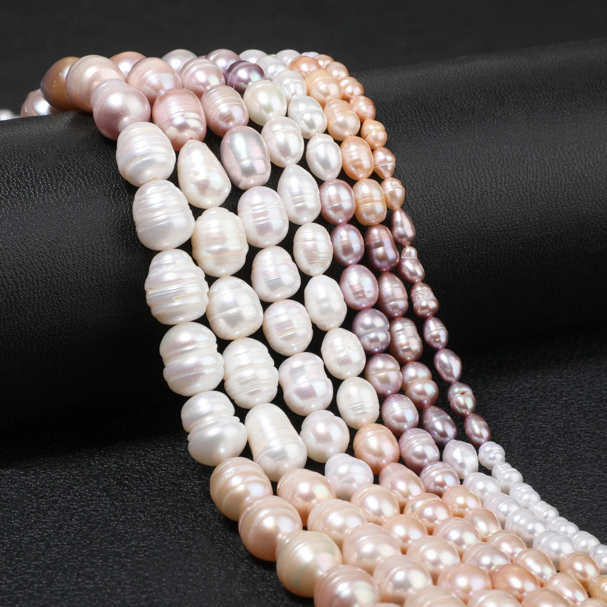 Natural Freshwater Pearl Loose Beads – Pink White Purple Rice Shape