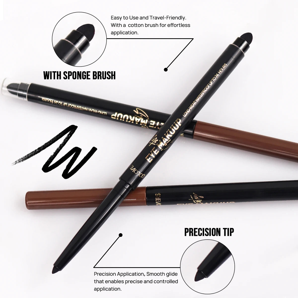 Waterproof Gel Eyeliner Stick – Smudge-Proof Black & Brown