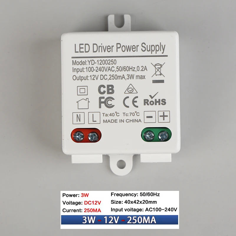 DC 12V LED Switching Power Supply | 3W 6W 12W Constant Voltage
