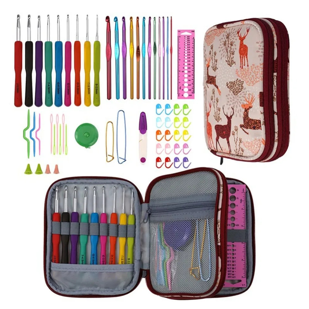 Ergonomic Crochet Hook Set – 21-Piece Kit with Storage Case