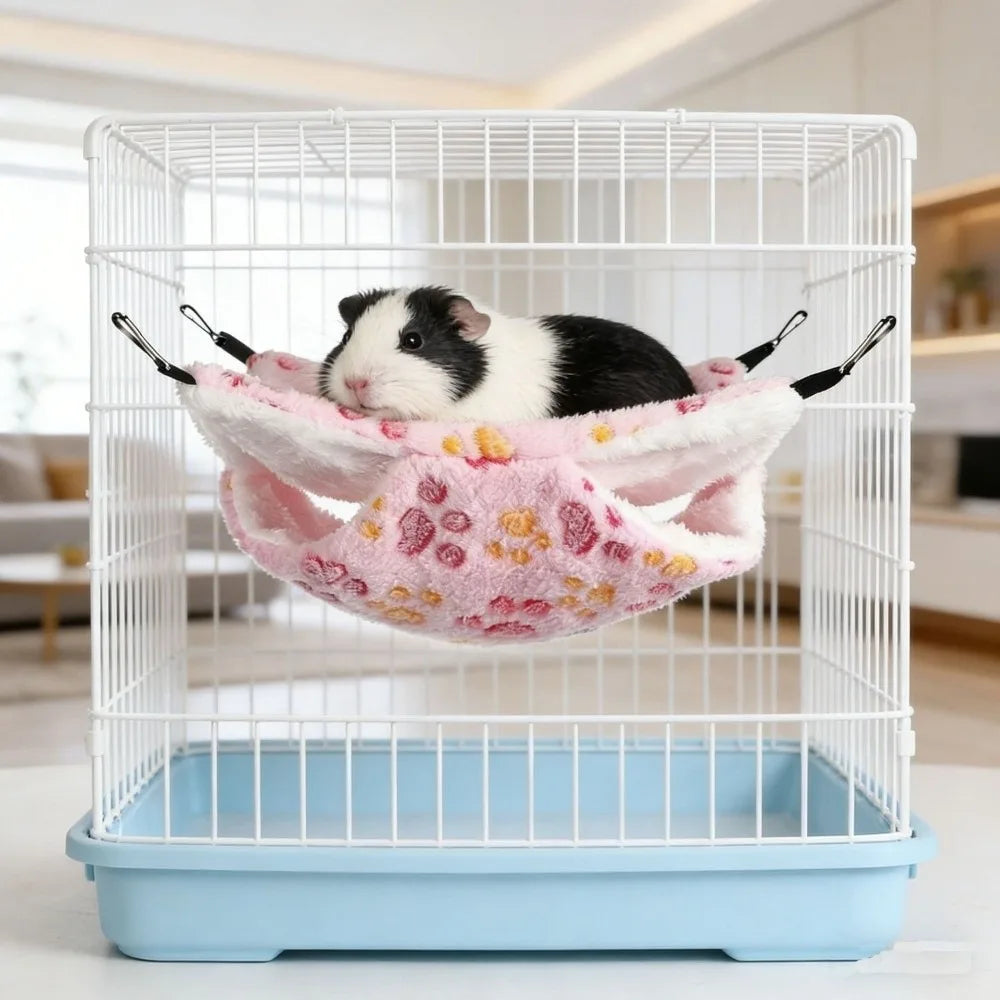 Hanging Pet Hammock – Double-Layer Fleece Nest for Small Animals