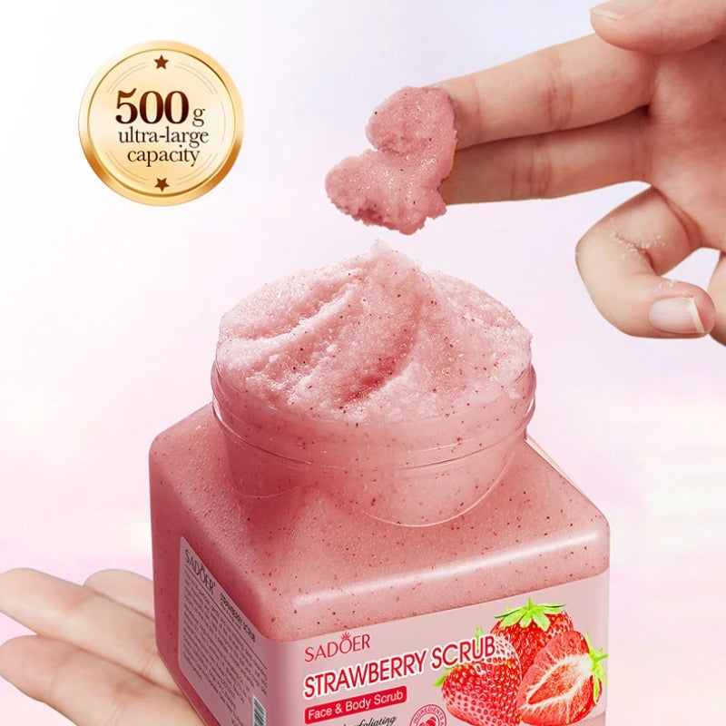 SADOER Strawberry Exfoliating Face Scrub 500g – Hypoallergenic