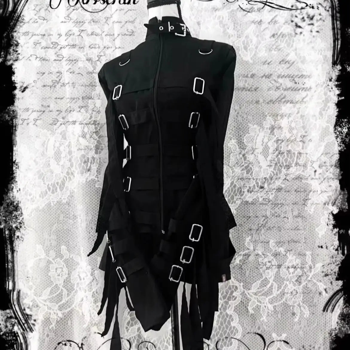 Y2K Punk Goth Buckle Strap Zip-Up Jacket – Women's Streetwear