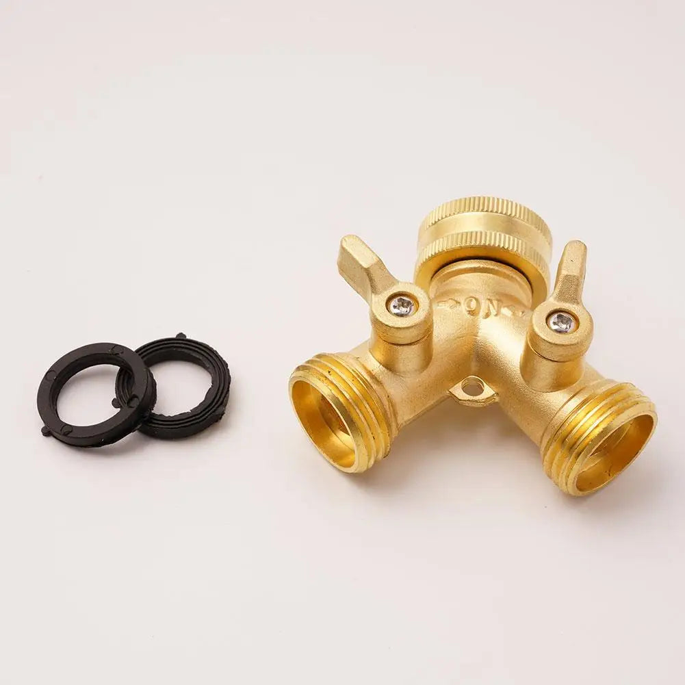 Brass 3/4" Y-Shape Garden Hose Splitter – 2-Way Tap Connector