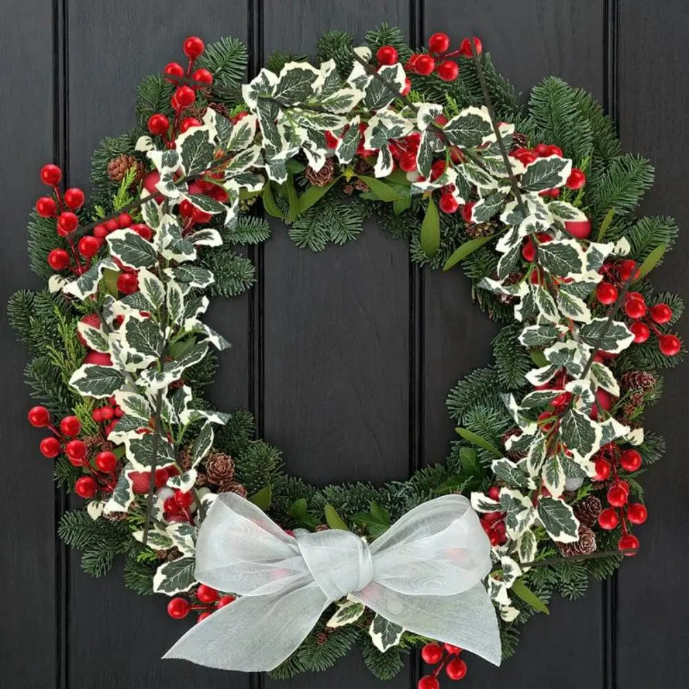 Red Artificial Berry Picks – Frosted Holly Branches, 5-Pack