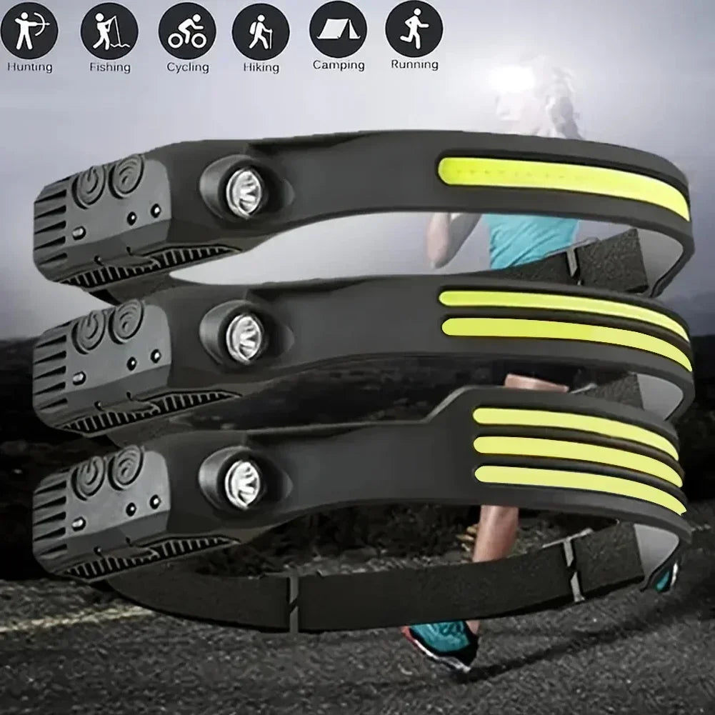 USB Rechargeable COB LED Sensor Headlamp – Camping & Fishing