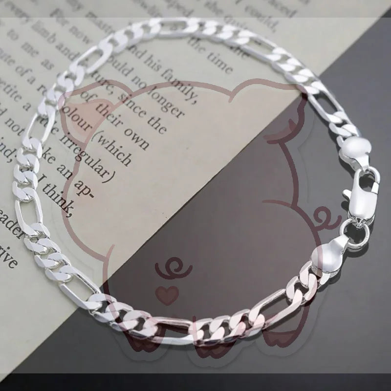 Silver Necklace & Bracelet Set – Unisex Chain Jewelry Gift
