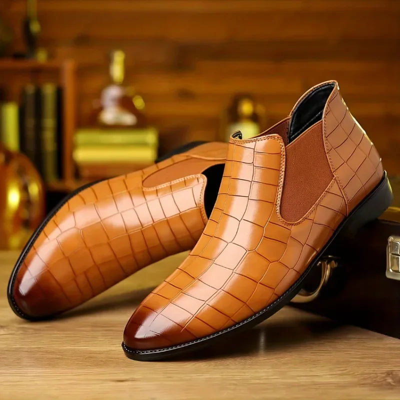 LEDP Men's Pointed-Toe Chelsea Boots – Slip-On Dress Ankle Boot