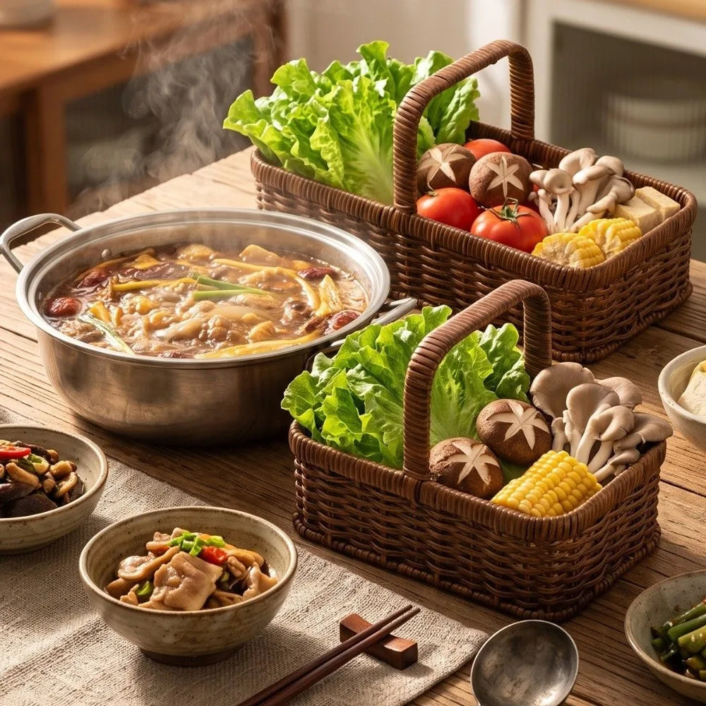 Woven Plastic Rattan Rectangular Basket – Fruit & Serving