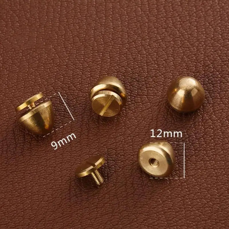 Solid Brass Rivets & Screws – 5-Set DIY Leather Bag Feet
