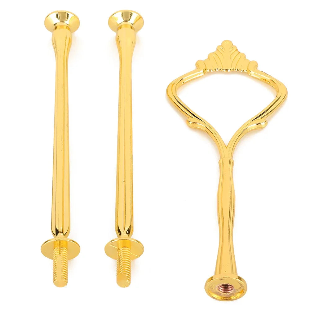 9-Piece Gold 3-Tier Stainless Steel Cake Tray Stand Rack