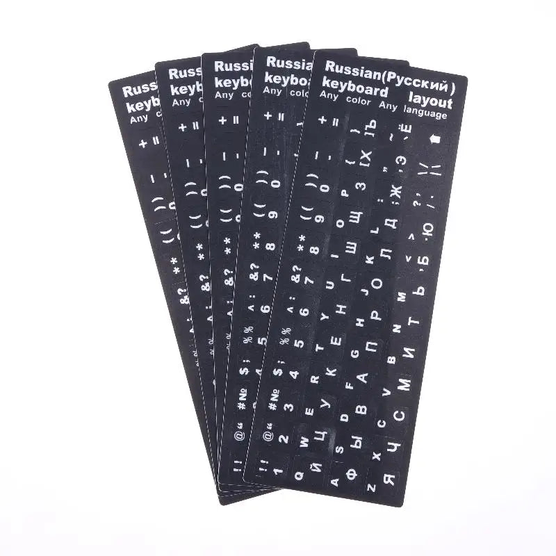 Russian Keyboard Stickers – Waterproof PVC Decals 5-Pack