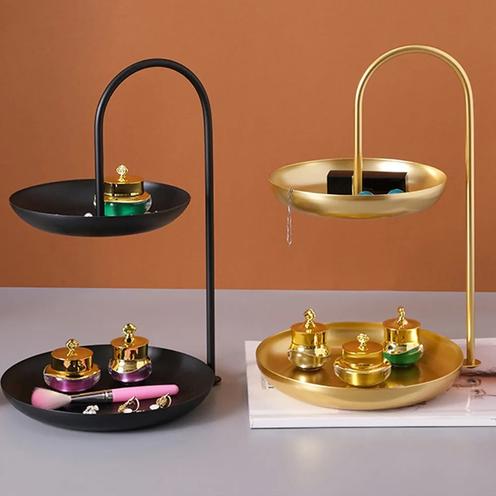 Dual Tier Iron Serving Tray – Fruit & Snack Display Stand