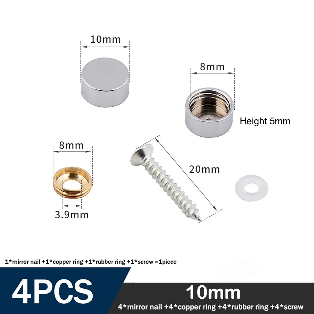 Decorative Mirror Screw Caps – Copper Chrome Covers Multi-Size
