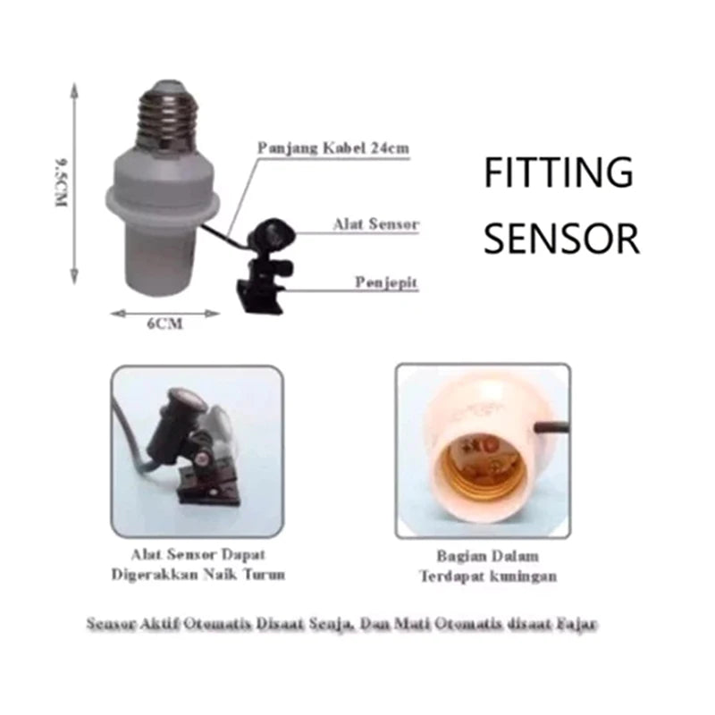 Dusk-to-Dawn Light Sensor Fitting – Auto On/Off Socket Adapter