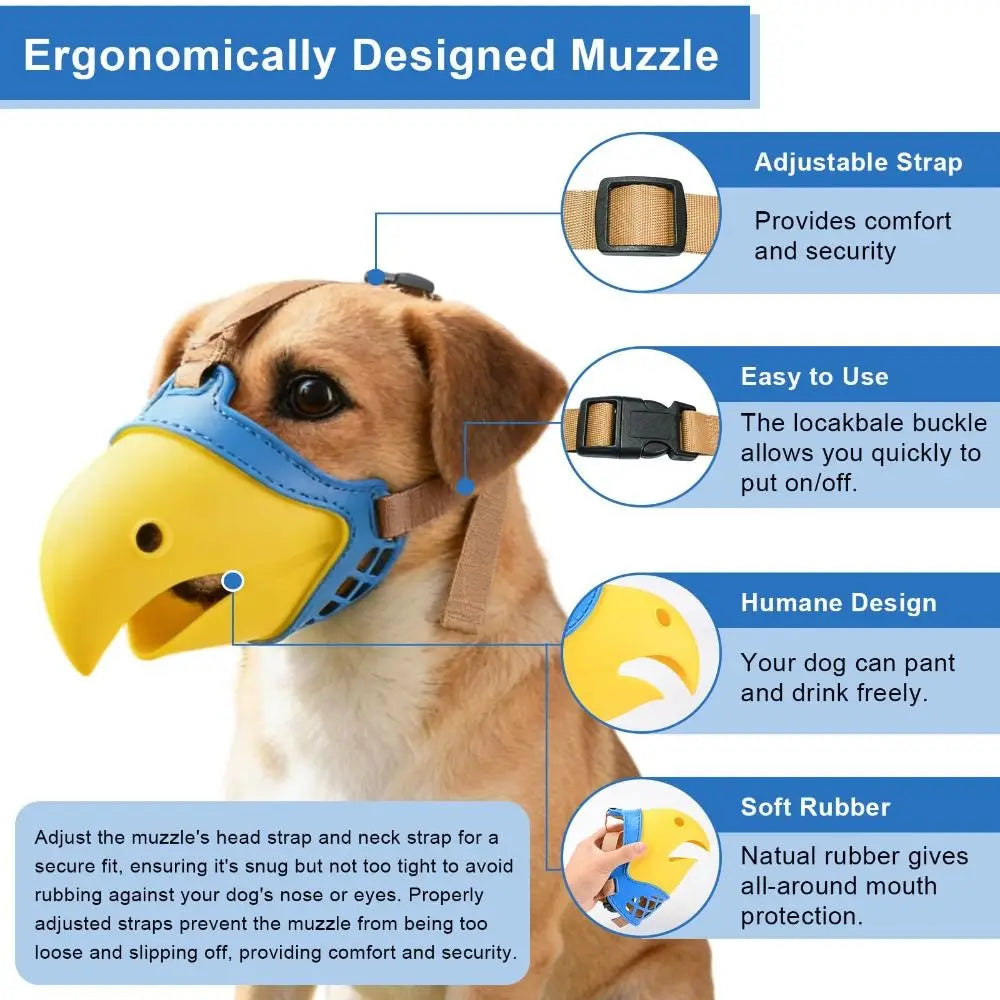 Parrot-Shaped Dog Muzzle – Adjustable Breathable Anti-Bite Cover