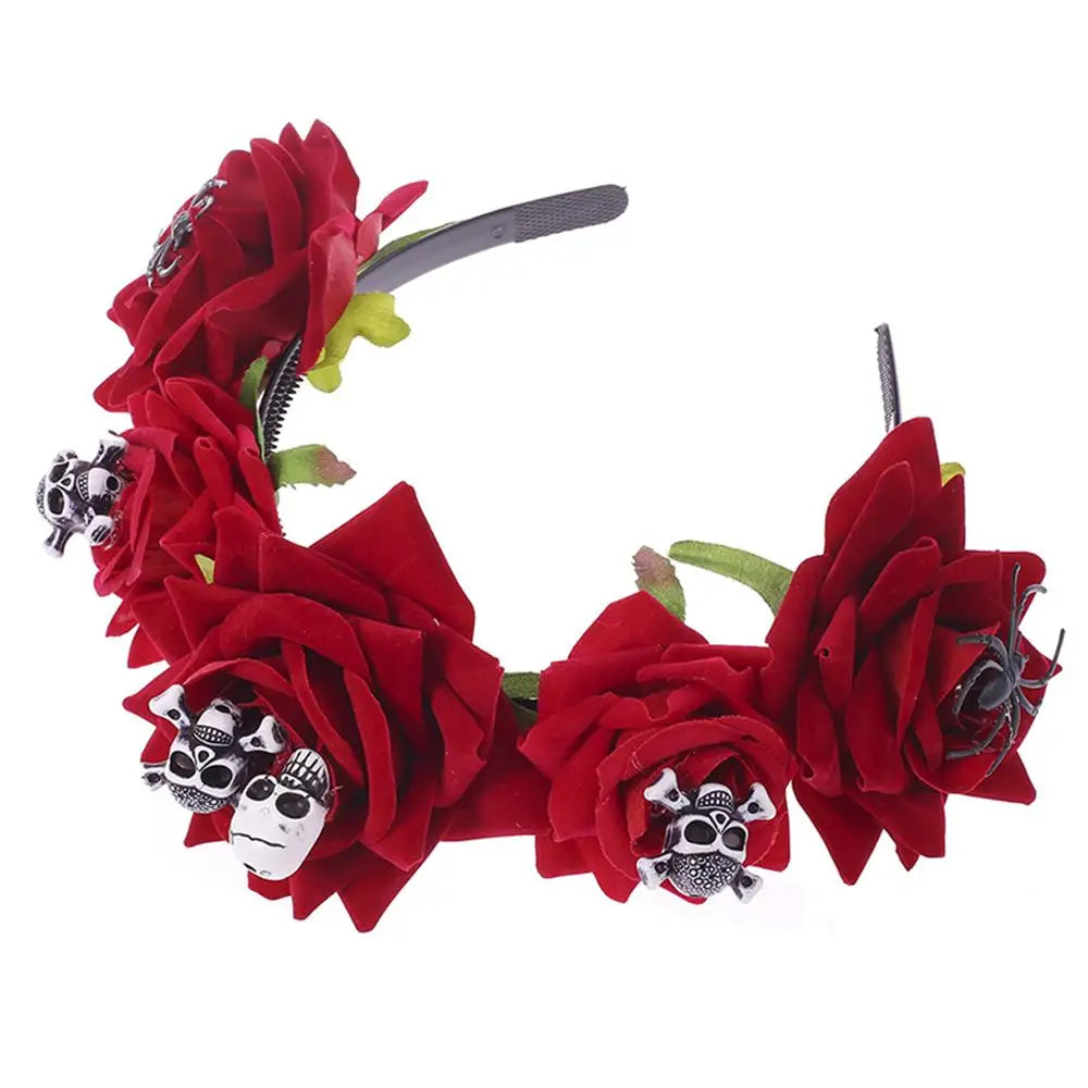 Spider Skull Halloween Flower Crown Headband – Women