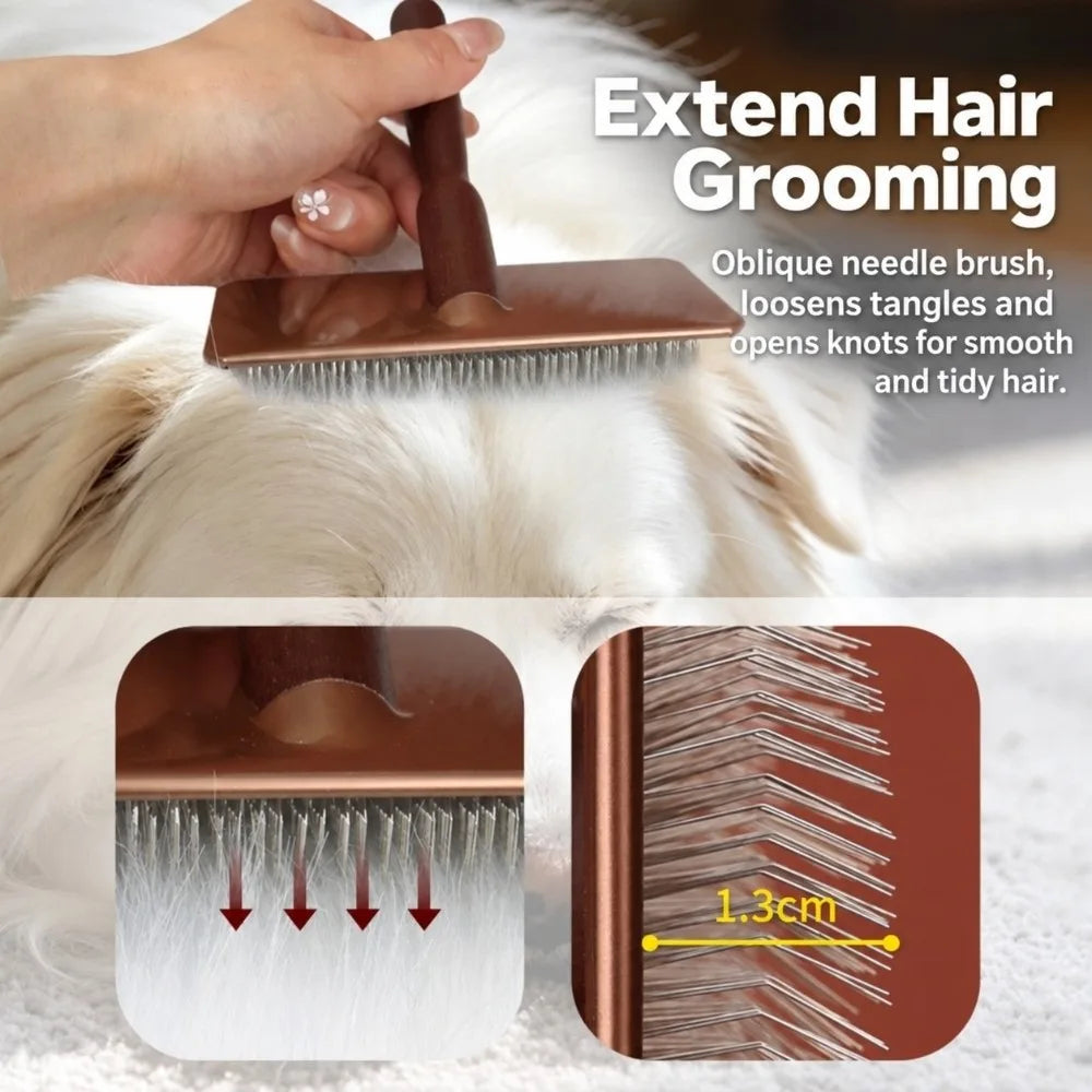 Solid Wood Handle Pet Hair Comb – Cat & Dog Grooming Brush