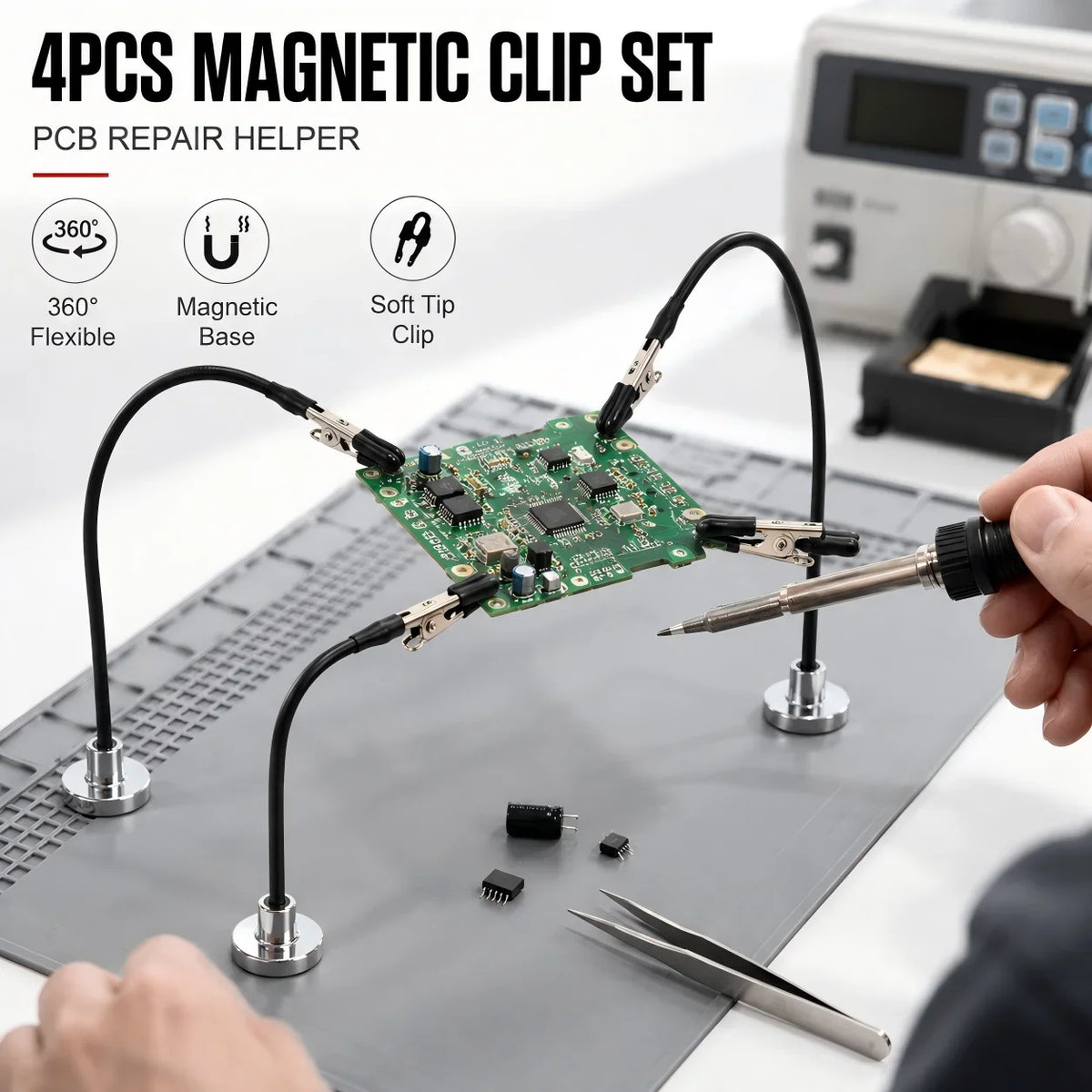 12-Piece Bendable Alligator Clip Sticks with Magnetic Base