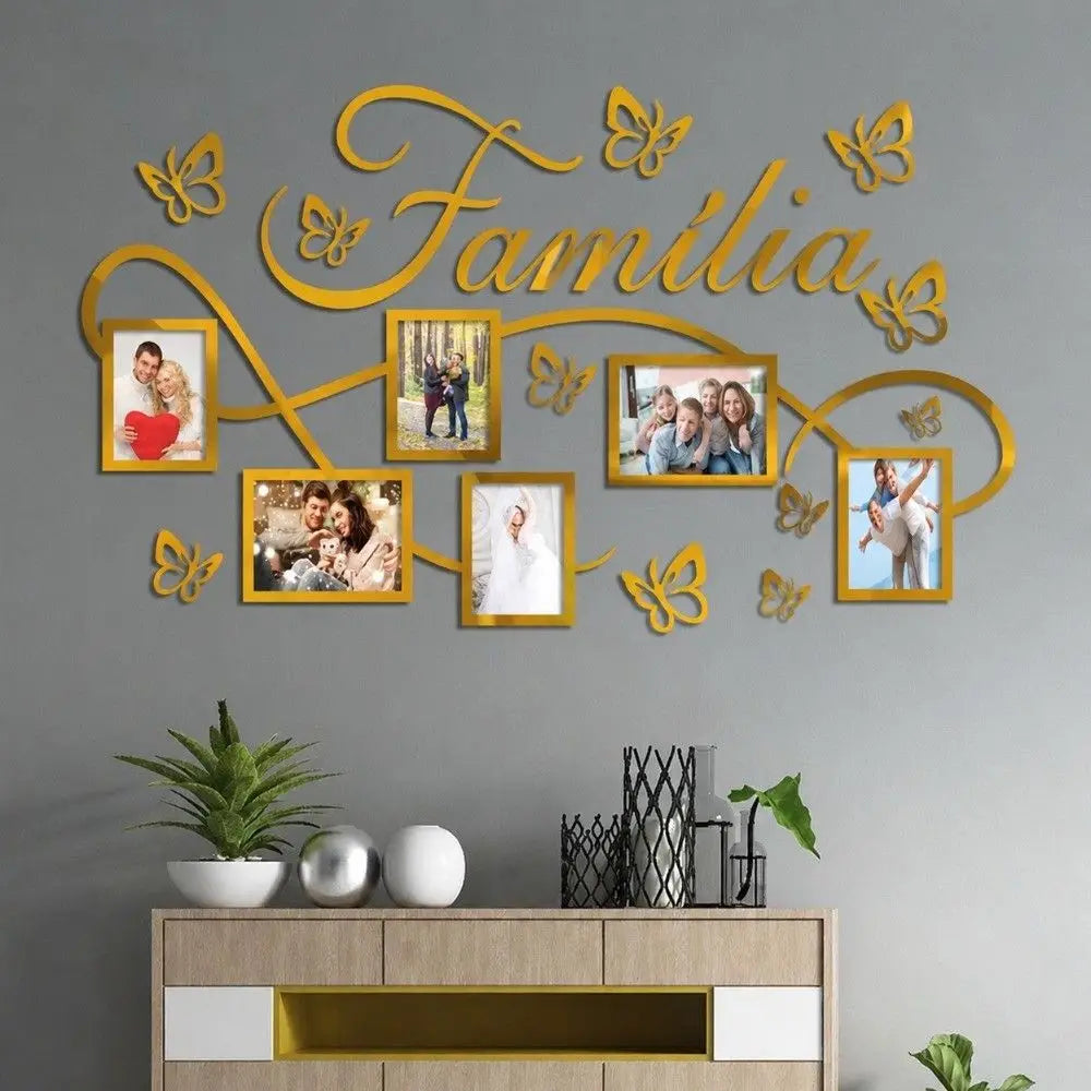 3D Acrylic Mirror Photo Frame Wall Stickers | 100×60cm Decal