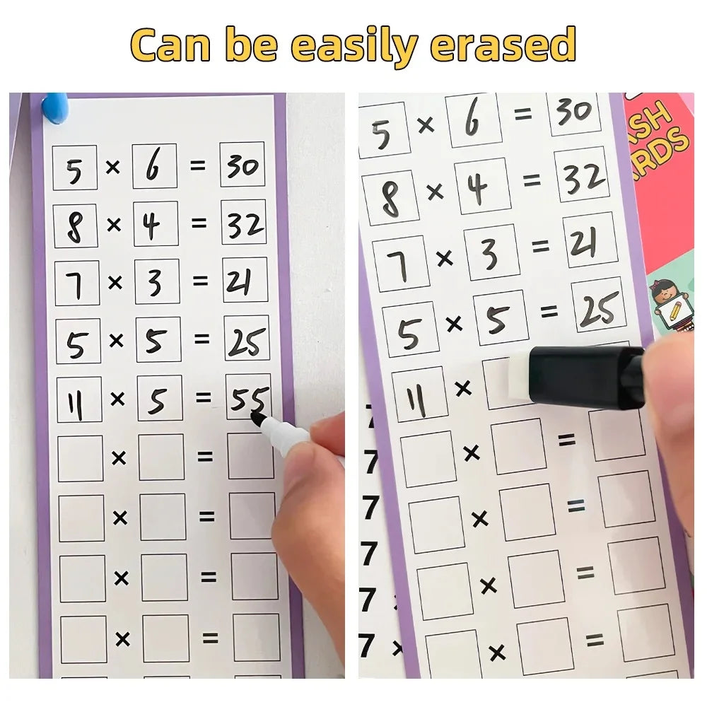 15-Pc Erasable Math Learning Cards – Kids Arithmetic Teaching Aid