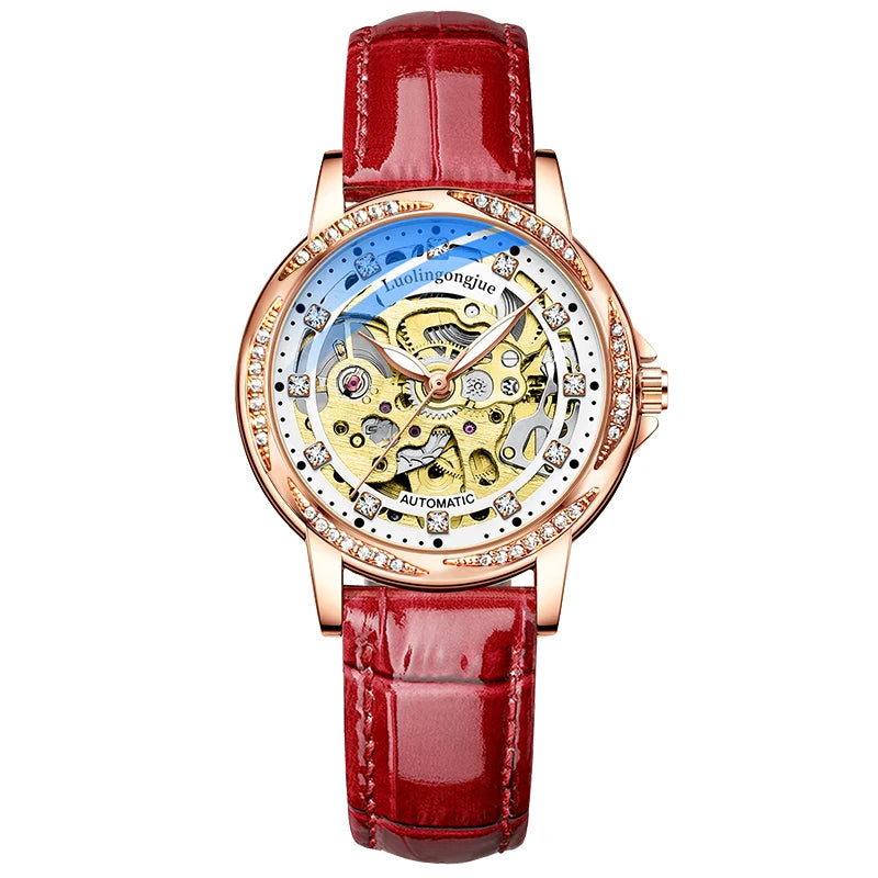 Women's Hollow-Out Automatic Mechanical Watch – Luminous & Waterproof