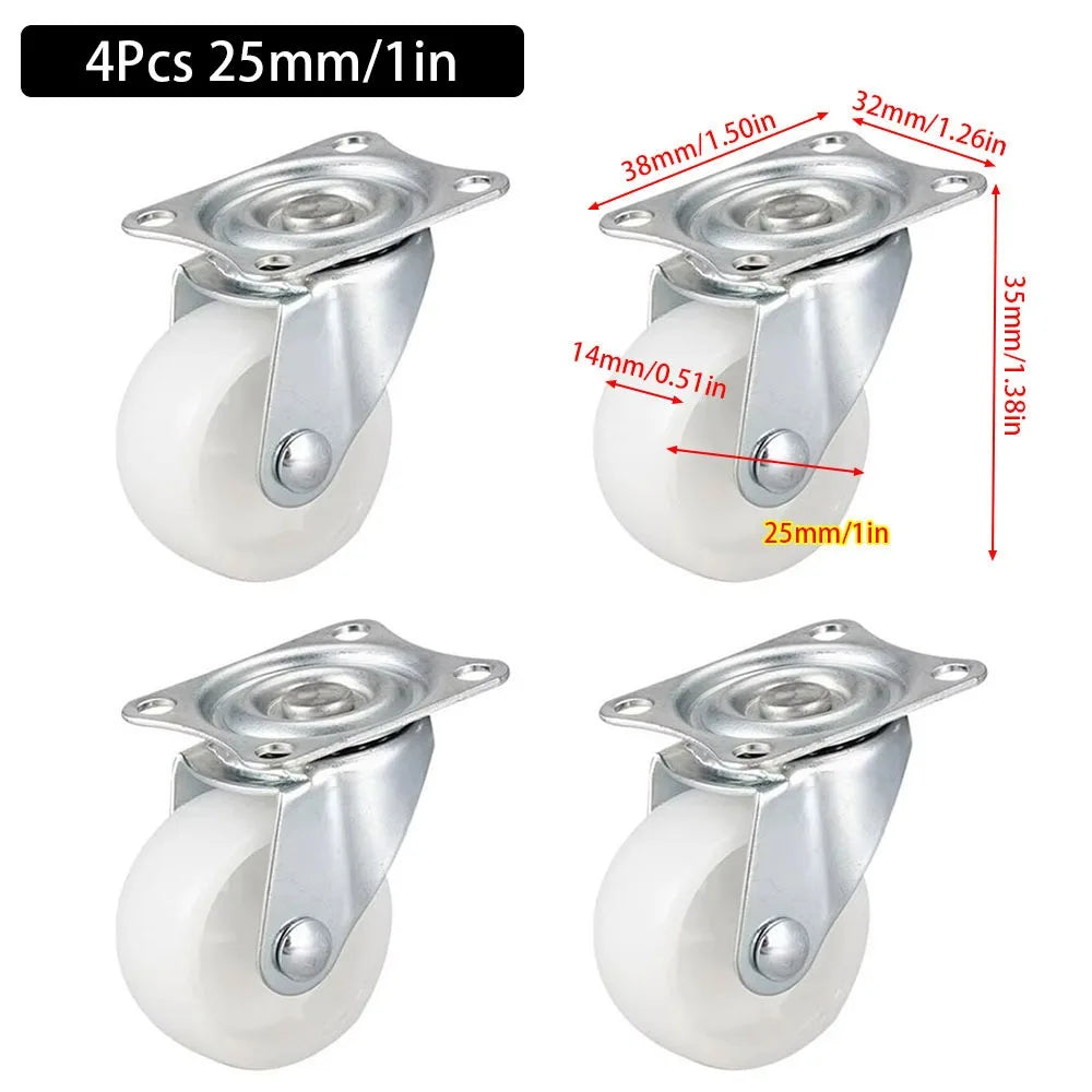 Heavy Duty Swivel Caster Wheels – 360° Nylon Furniture Rollers