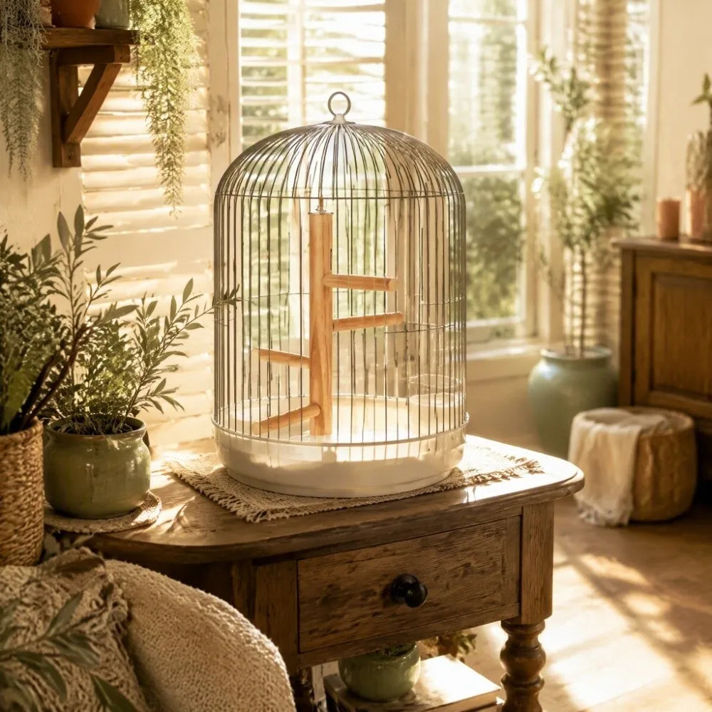 Wooden Multi-Branch Bird Perch Stand – Rotating Balls Parakeet