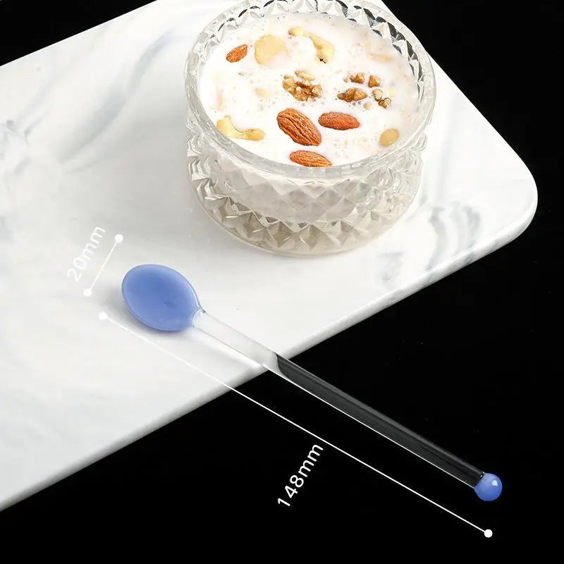 Colorful Glass Stirring Spoon – Long Handle, Heat Resistant