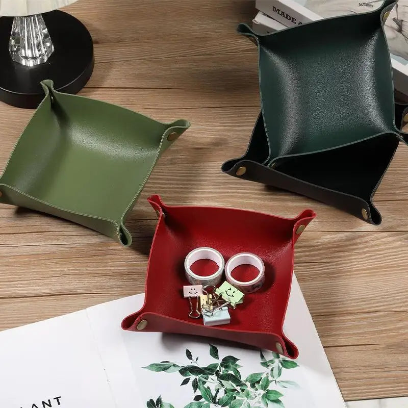Square PU Leather Desktop Storage Tray – Nordic Organizer