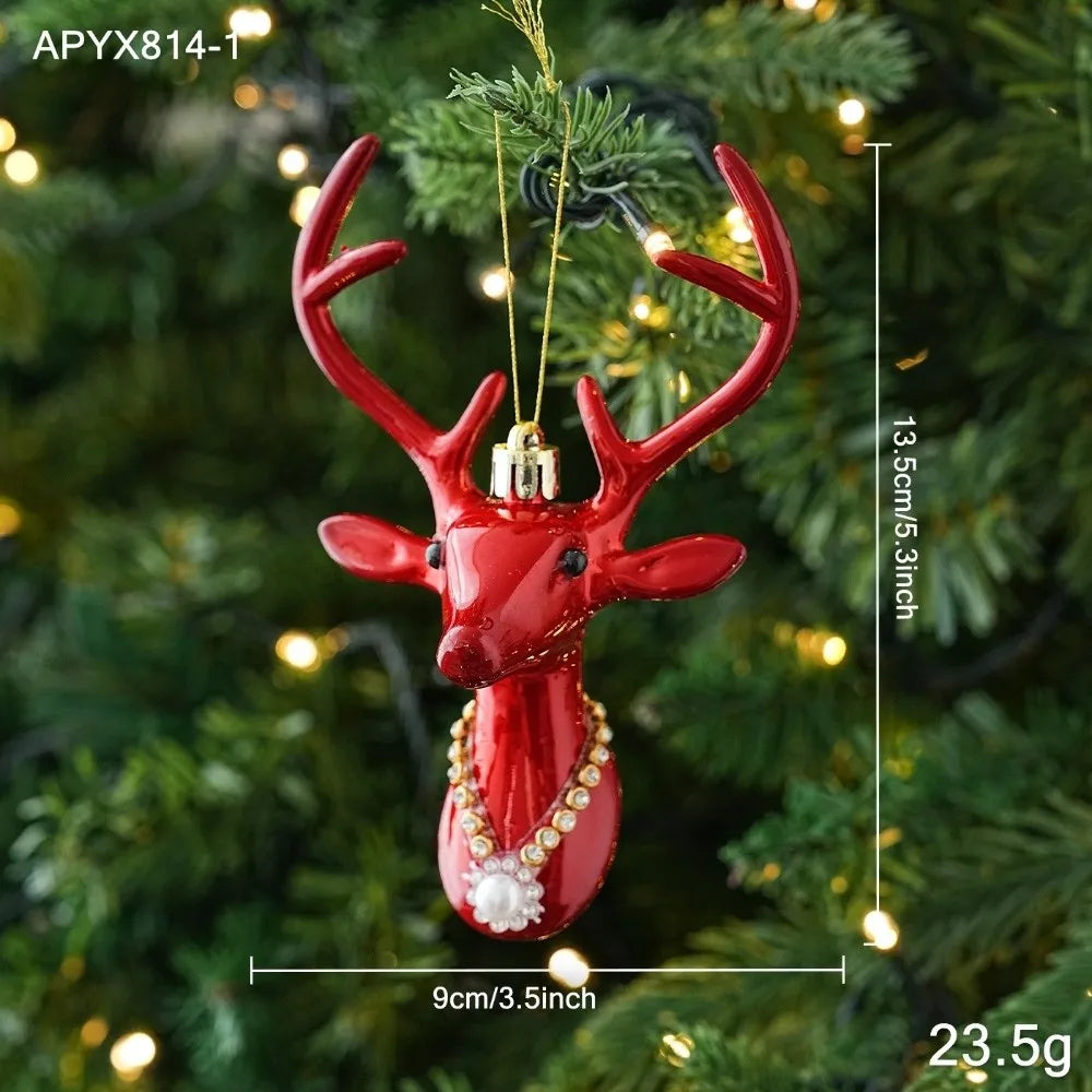 Red Novelty Christmas Ornaments – Glossy Plastic Hanging Pendants