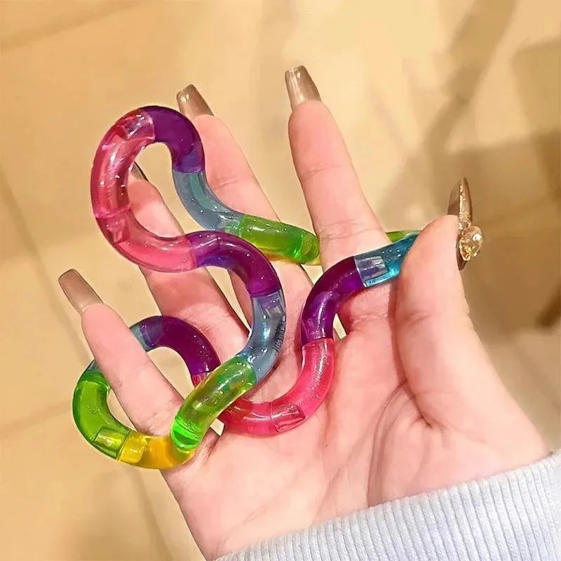Rainbow Twisting Rope Fidget Toy – Transformable Knot Gadget