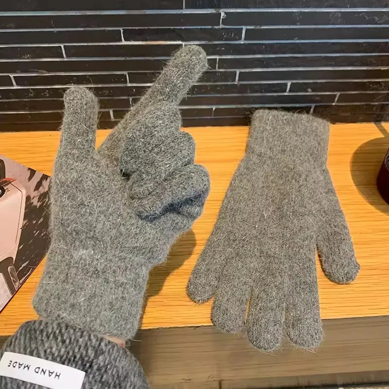 Women's Thick Cashmere Knit Winter Gloves – Full Finger Warm