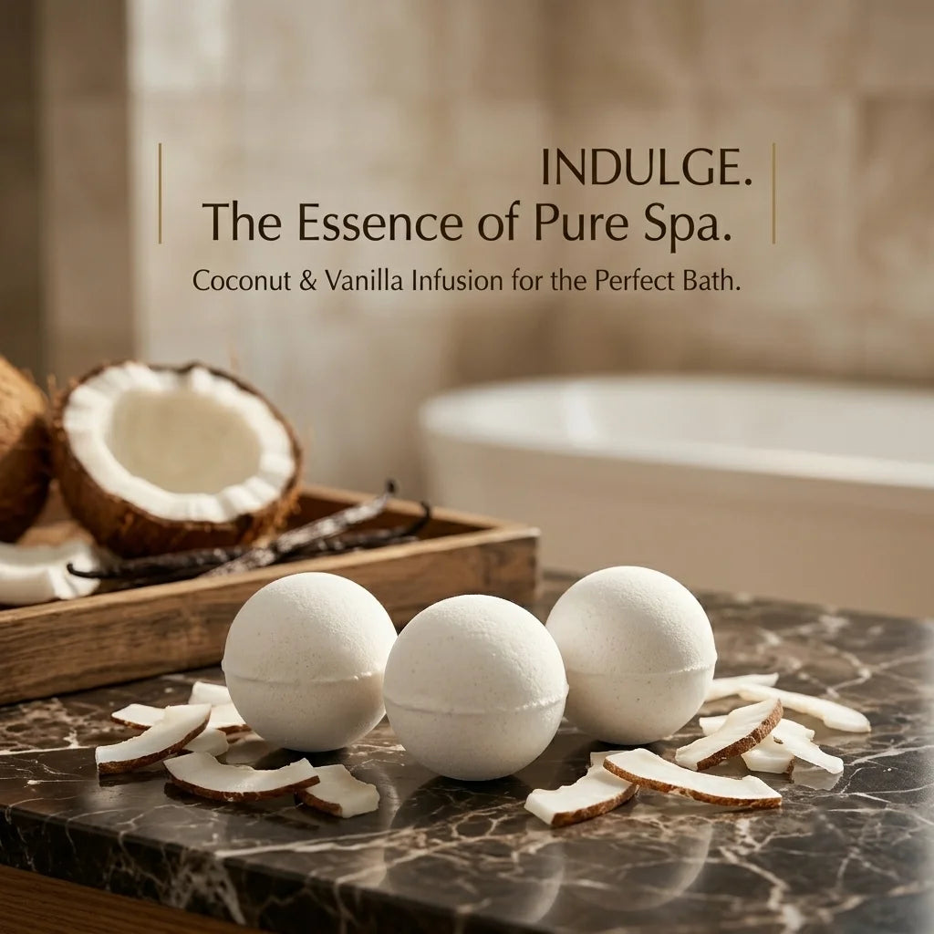 Vanilla & Coconut Bath Fizzies – Luxury Spa Effervescent Bomb
